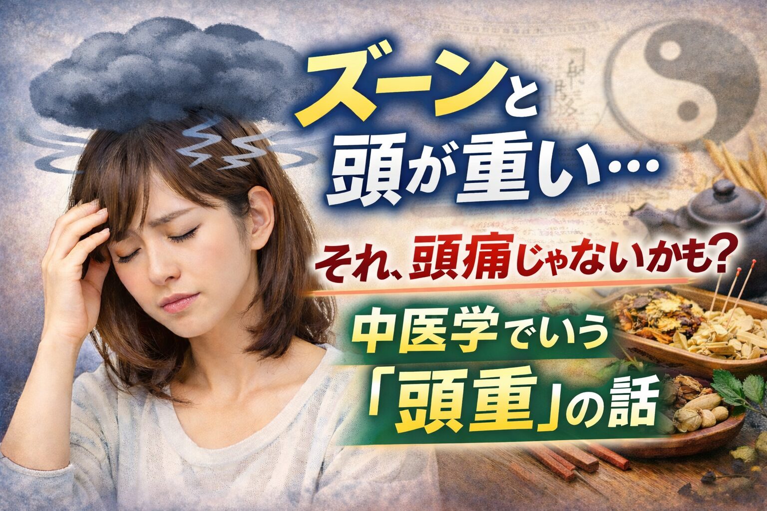 ズーンと頭が重い…それ、頭痛じゃないかも？中医学でいう『頭重』の話